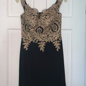 Black and Gold Abby Paris Cocktail Dress Size 8